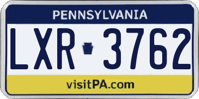 PA license plate LXR3762