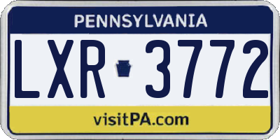PA license plate LXR3772