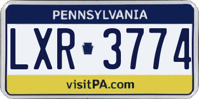 PA license plate LXR3774