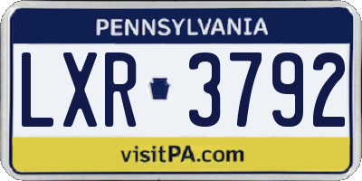 PA license plate LXR3792