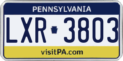 PA license plate LXR3803