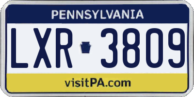 PA license plate LXR3809