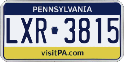PA license plate LXR3815