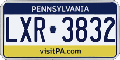 PA license plate LXR3832