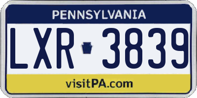 PA license plate LXR3839