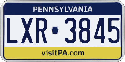 PA license plate LXR3845