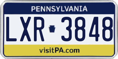 PA license plate LXR3848