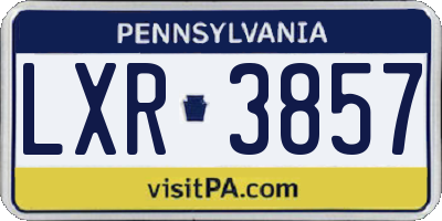 PA license plate LXR3857