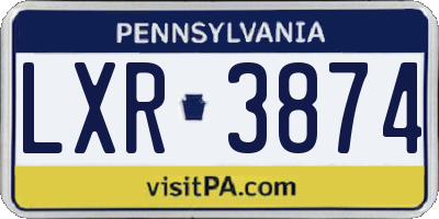 PA license plate LXR3874