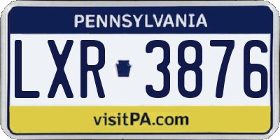 PA license plate LXR3876