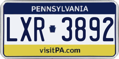PA license plate LXR3892