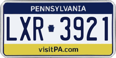 PA license plate LXR3921