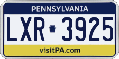 PA license plate LXR3925
