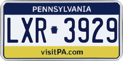 PA license plate LXR3929