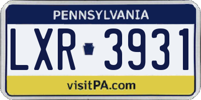 PA license plate LXR3931