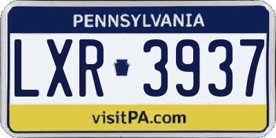 PA license plate LXR3937