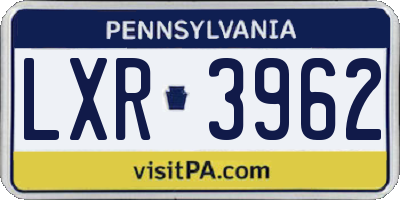 PA license plate LXR3962