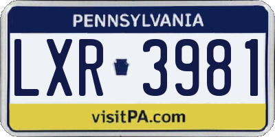 PA license plate LXR3981