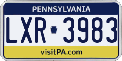 PA license plate LXR3983