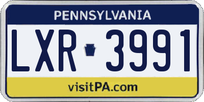 PA license plate LXR3991