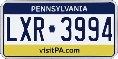PA license plate LXR3994