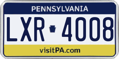 PA license plate LXR4008