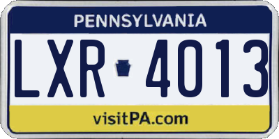 PA license plate LXR4013