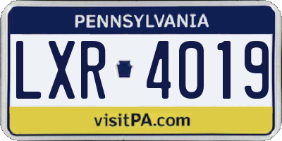 PA license plate LXR4019