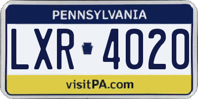 PA license plate LXR4020