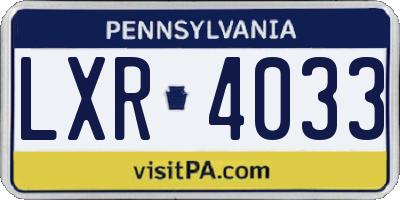 PA license plate LXR4033