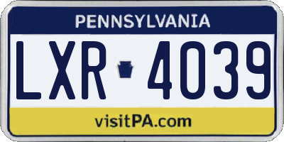 PA license plate LXR4039