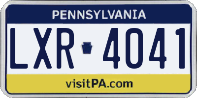PA license plate LXR4041