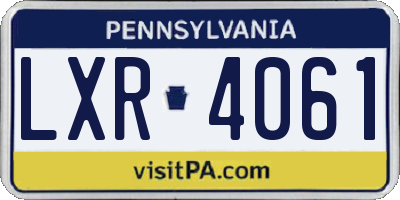 PA license plate LXR4061