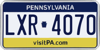PA license plate LXR4070