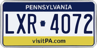 PA license plate LXR4072