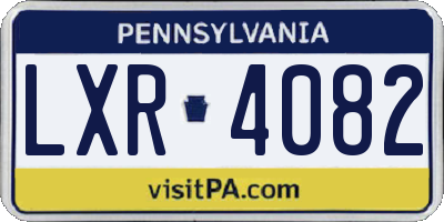 PA license plate LXR4082