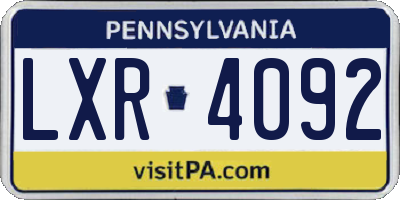 PA license plate LXR4092