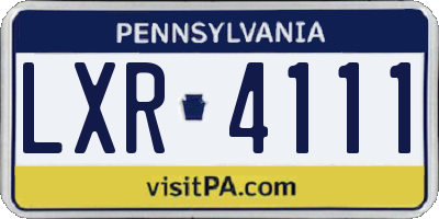 PA license plate LXR4111