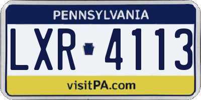 PA license plate LXR4113