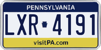 PA license plate LXR4191
