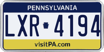 PA license plate LXR4194