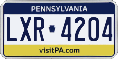 PA license plate LXR4204
