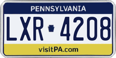 PA license plate LXR4208