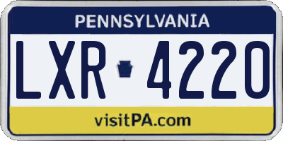 PA license plate LXR4220