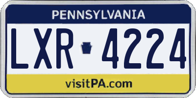 PA license plate LXR4224