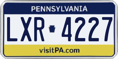 PA license plate LXR4227