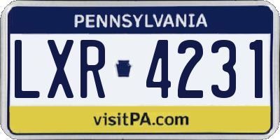 PA license plate LXR4231
