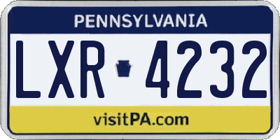 PA license plate LXR4232