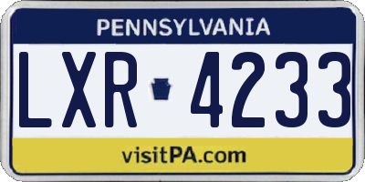 PA license plate LXR4233