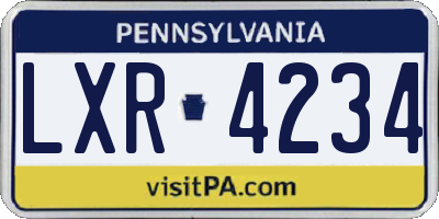 PA license plate LXR4234